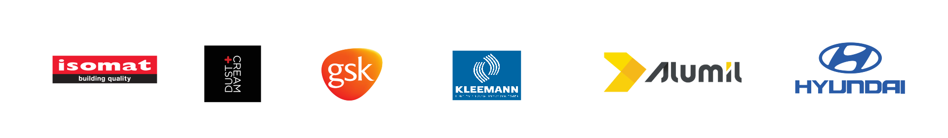 NRG PRODUCTIONS CLIENTS : ISOMAT, GSK, ALUMIL, HYUNDAI, KLEEMAN, DUST AND CREAM